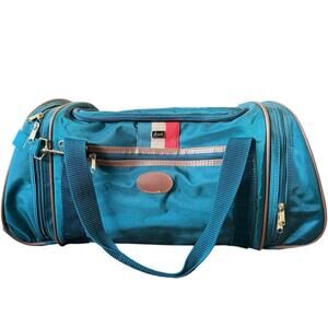 Vintage 90s Lark Luggage Green Nylon 1991 Duffle Bag Shoulder Strap Carry On